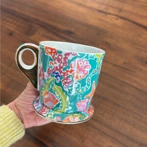 Lilly Pulitzer Shell Search Coffee Mug Gold Trim Ocean Sea NWOB